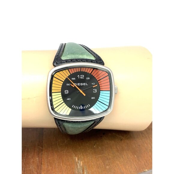 Diesel Women's Watch DZ3022 Quartz Vintage Multicolor Black Leather Band 38mm - Picture 10 of 13